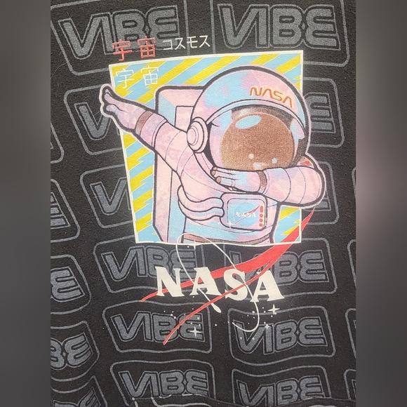 NASA Astronaut Hoodie Black Large Pullover W/English and Japanese Lettering - Picture 2 of 6